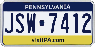 PA license plate JSW7412