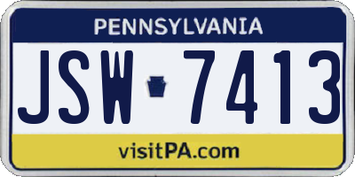 PA license plate JSW7413