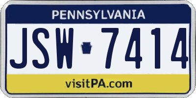 PA license plate JSW7414