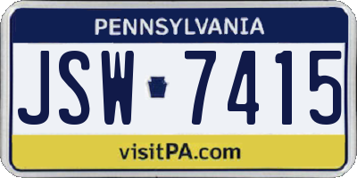 PA license plate JSW7415