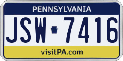 PA license plate JSW7416
