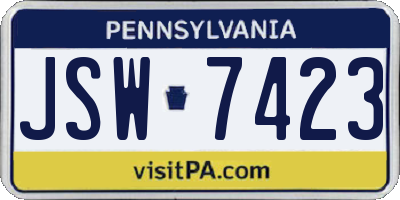 PA license plate JSW7423