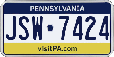 PA license plate JSW7424