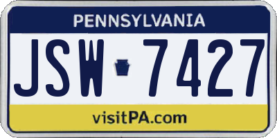 PA license plate JSW7427