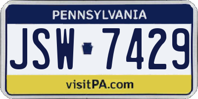 PA license plate JSW7429