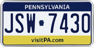 PA license plate JSW7430