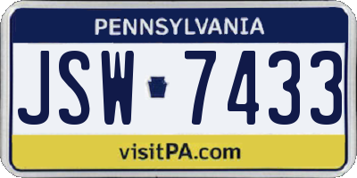 PA license plate JSW7433