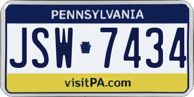 PA license plate JSW7434