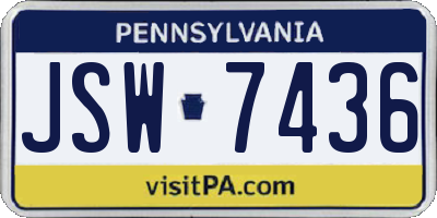 PA license plate JSW7436