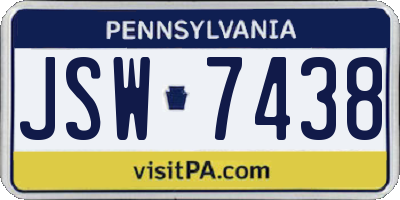 PA license plate JSW7438