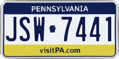 PA license plate JSW7441
