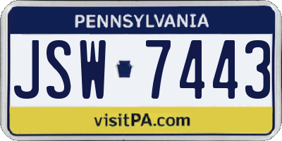 PA license plate JSW7443