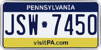 PA license plate JSW7450
