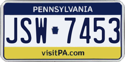 PA license plate JSW7453