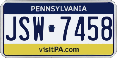 PA license plate JSW7458