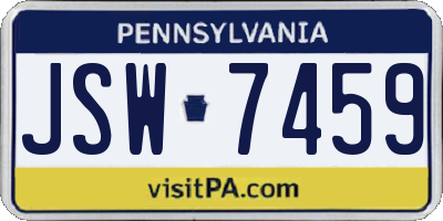 PA license plate JSW7459