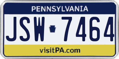 PA license plate JSW7464