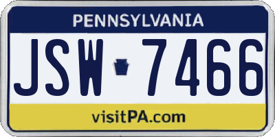 PA license plate JSW7466