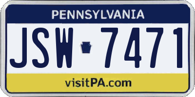 PA license plate JSW7471