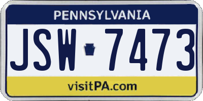 PA license plate JSW7473
