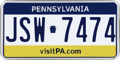 PA license plate JSW7474