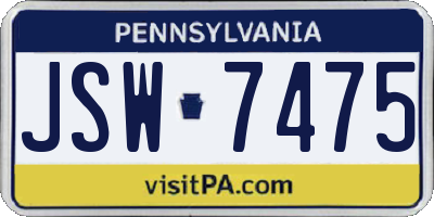 PA license plate JSW7475