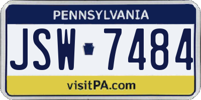 PA license plate JSW7484
