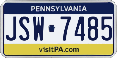 PA license plate JSW7485