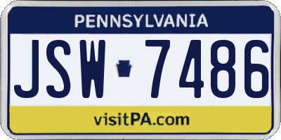 PA license plate JSW7486