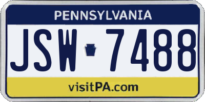 PA license plate JSW7488