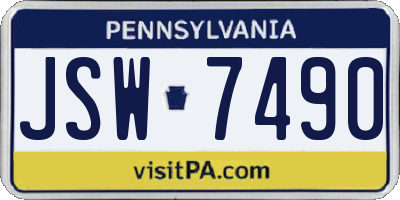 PA license plate JSW7490