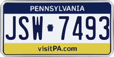 PA license plate JSW7493