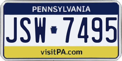 PA license plate JSW7495
