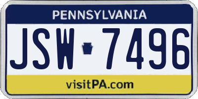 PA license plate JSW7496