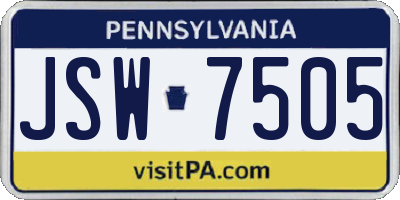 PA license plate JSW7505