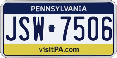 PA license plate JSW7506