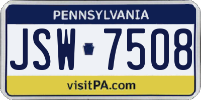 PA license plate JSW7508