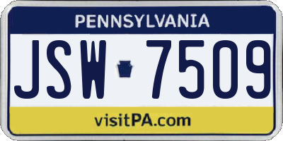 PA license plate JSW7509