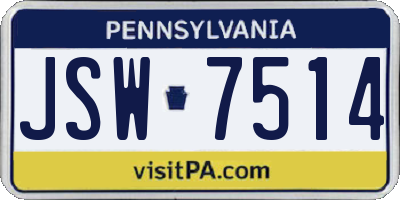 PA license plate JSW7514