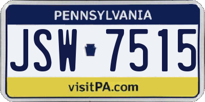 PA license plate JSW7515