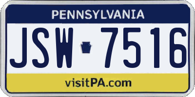 PA license plate JSW7516
