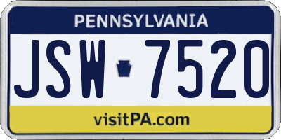 PA license plate JSW7520