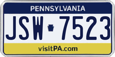 PA license plate JSW7523