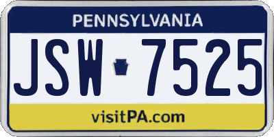 PA license plate JSW7525