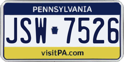 PA license plate JSW7526