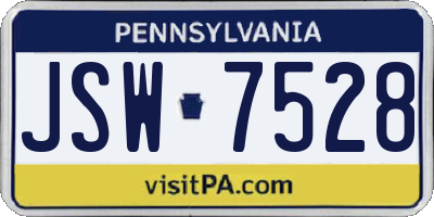 PA license plate JSW7528