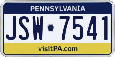 PA license plate JSW7541
