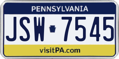 PA license plate JSW7545