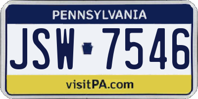 PA license plate JSW7546