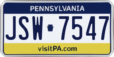 PA license plate JSW7547